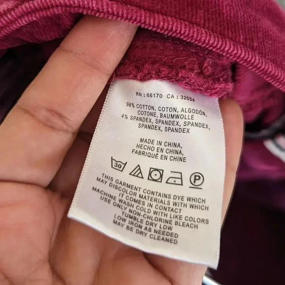 Pilcro & The Letterpress Size 27 High Rise Skinny Ankle Corduroy Pants Maroon - Picture 7 of 11